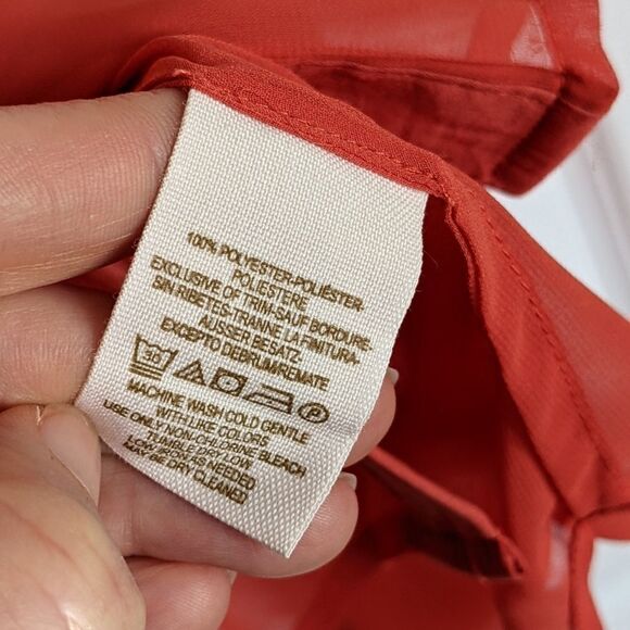 Free PEOPLE Best of Both Words Sheer Top Small Salmon red @O - Picture 3 of 9